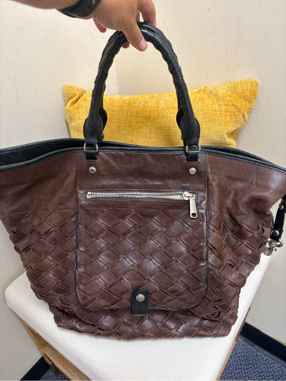 Gryson Woven Leather Tote Bag - Brown